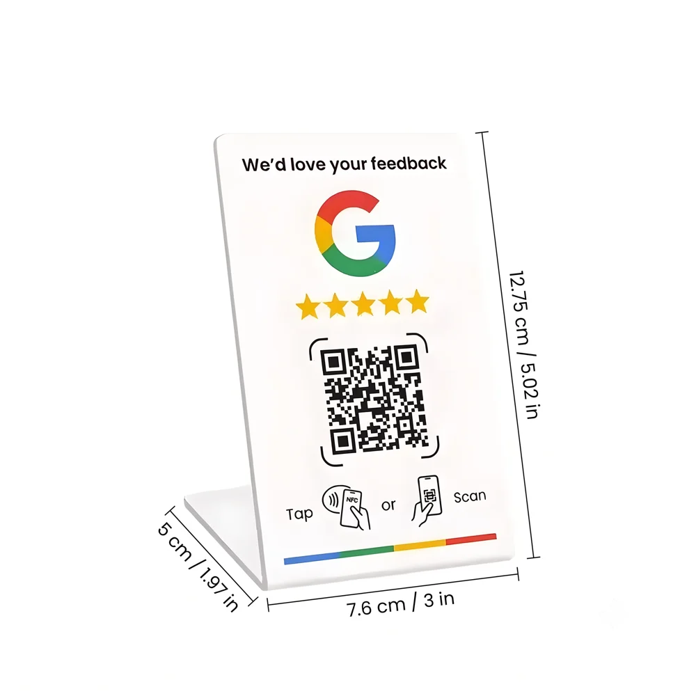 NFC Tag NTAG215 PVC Contactless Tap Display Stand 127.5x76mm White Black