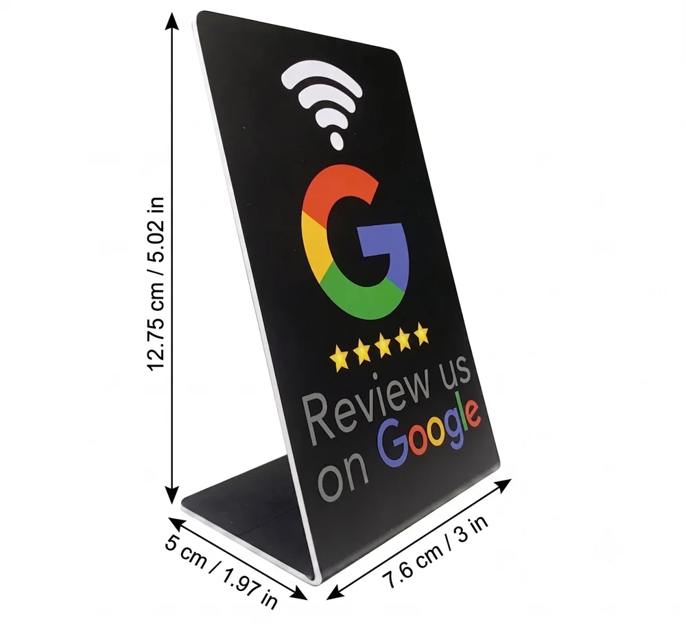 NFC Tag NTAG215 PVC Contactless Tap Display Stand 127.5x76mm White Black