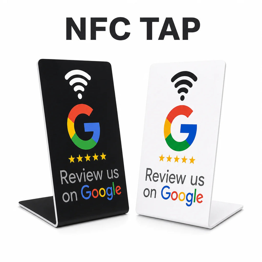 NFC Tag NTAG215 PVC Contactless Tap Display Stand 127.5x76mm White Black