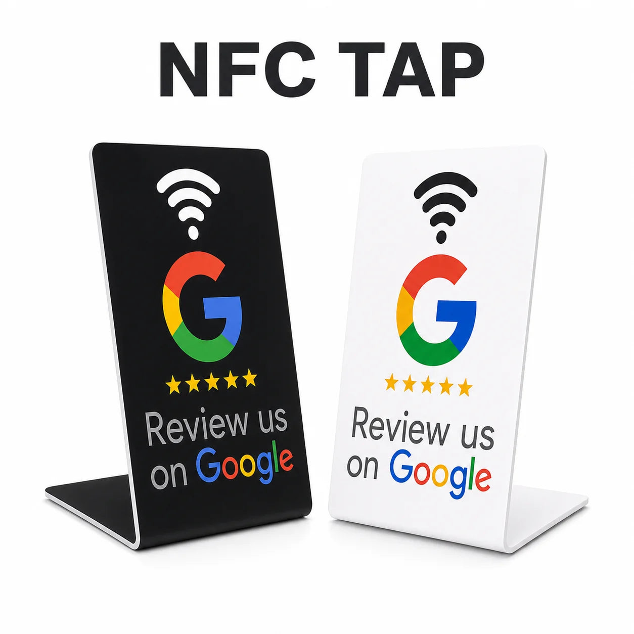 NFC Tag NTAG215 PVC Contactless Tap Display Stand 127.5x76mm White Black