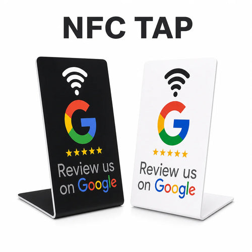 NFC Tag NTAG215 PVC Contactless Tap Display Stand 127.5x76mm White Black