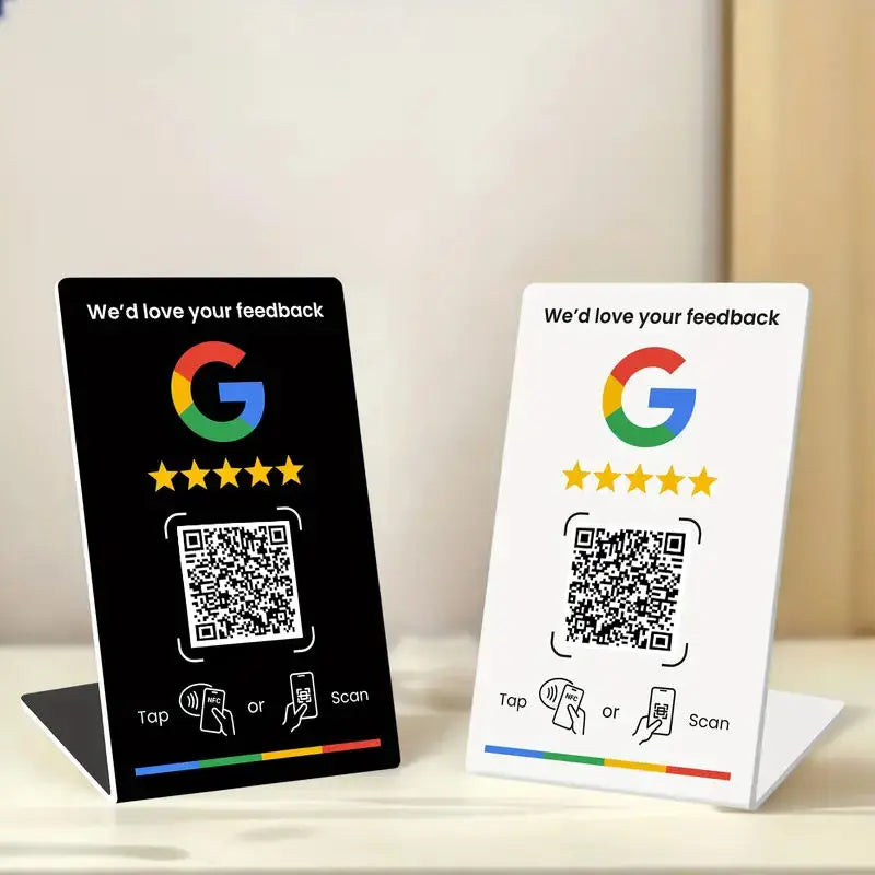 NFC Tag NTAG215 PVC Contactless Tap Display Stand 127.5x76mm White Black