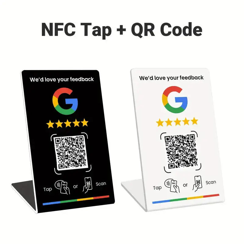NFC Tag NTAG215 PVC Contactless Tap Display Stand 127.5x76mm White Black